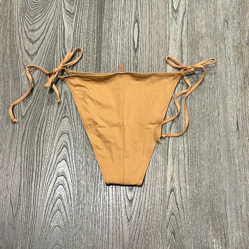 NWT Skims Recycled Swim Low Rise Tie Bikini Bottom Low Rise Side Ties Almond 2X